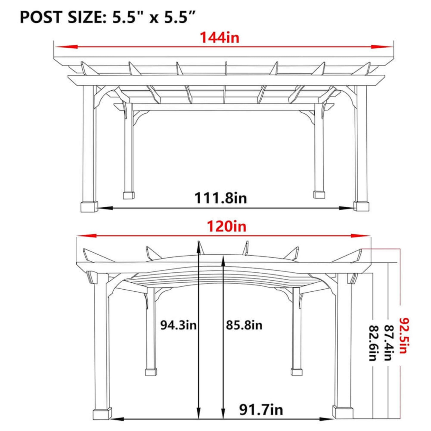 Alora 10x12 All-Season Cedar Wood Pergola – Arched Roof
