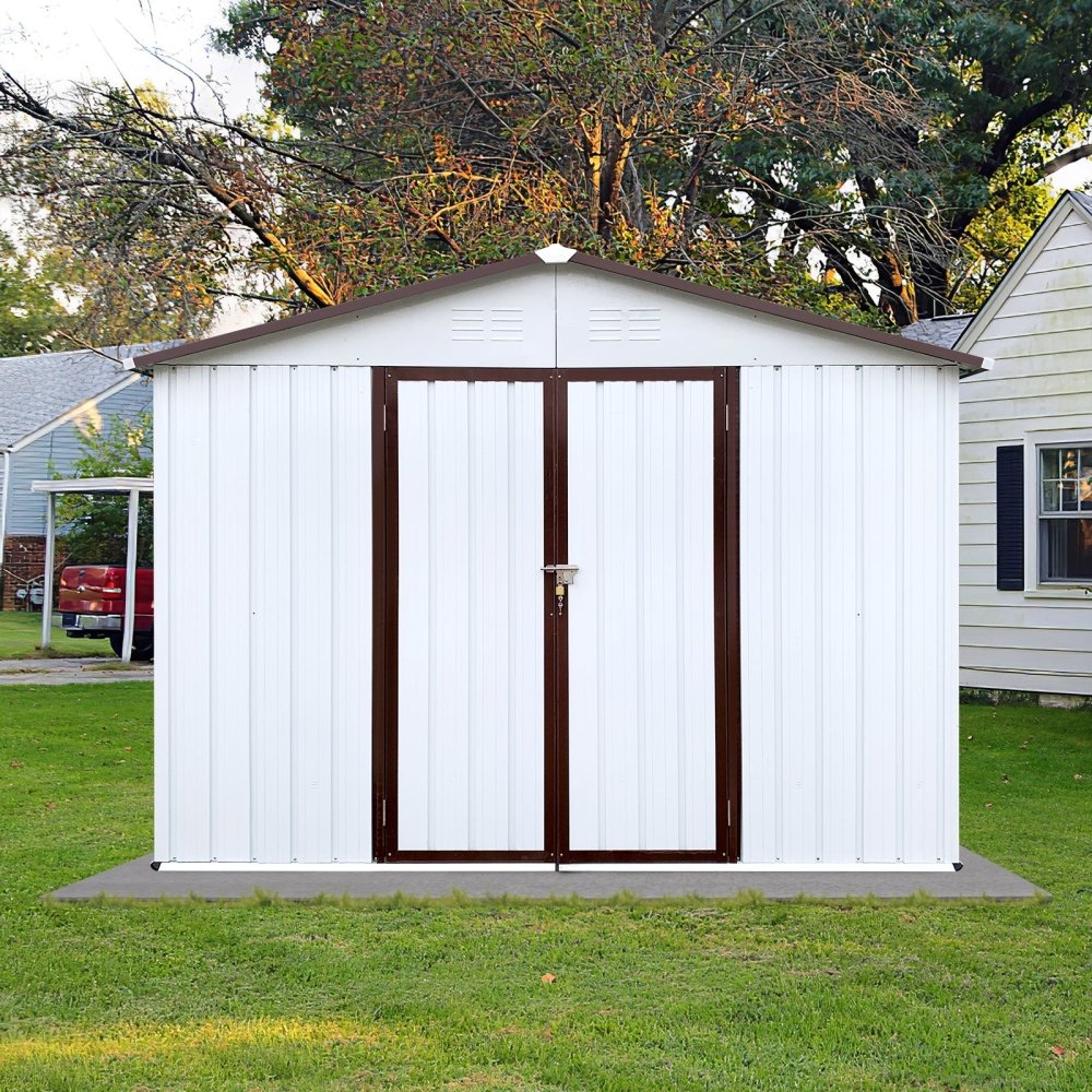 Alora 8x10 Outdoor Metal Storage Shed – White Finish