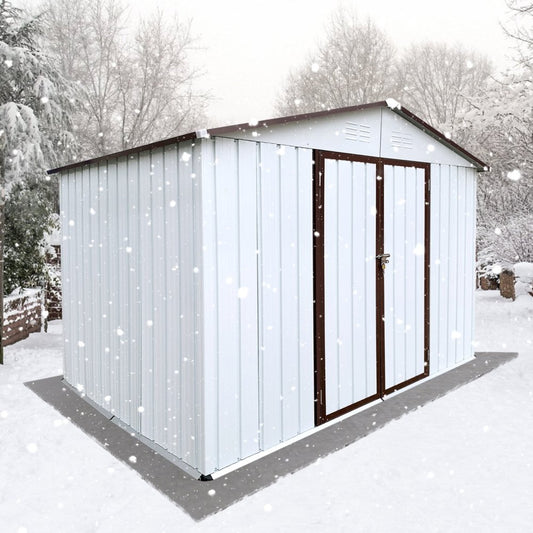 Alora 8x10 Outdoor Metal Storage Shed – White Finish
