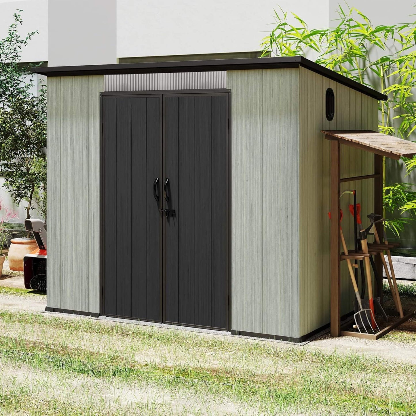Alora 6x8 Outdoor Resin Storage Shed – Double Doors & Sloping Roof