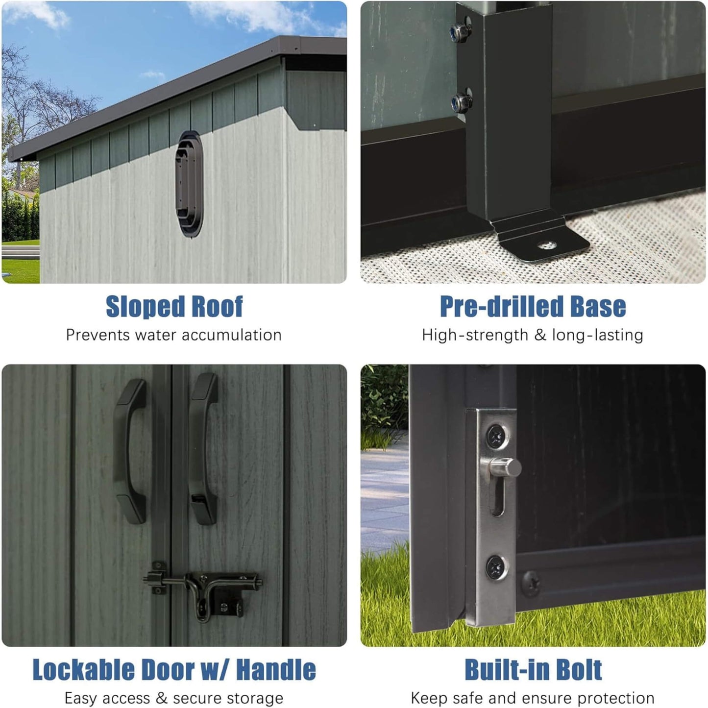 Alora 6x8 Outdoor Resin Storage Shed – Double Doors & Sloping Roof
