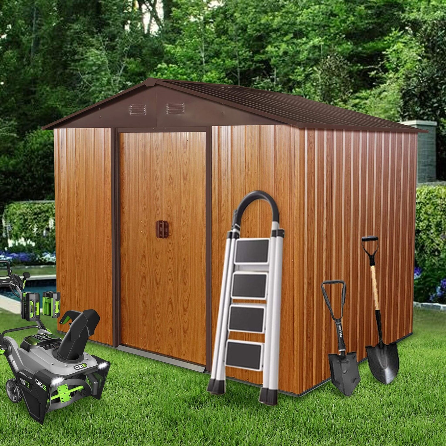Alora 6x8 Outdoor Metal Storage Shed – Metal Floor Frame