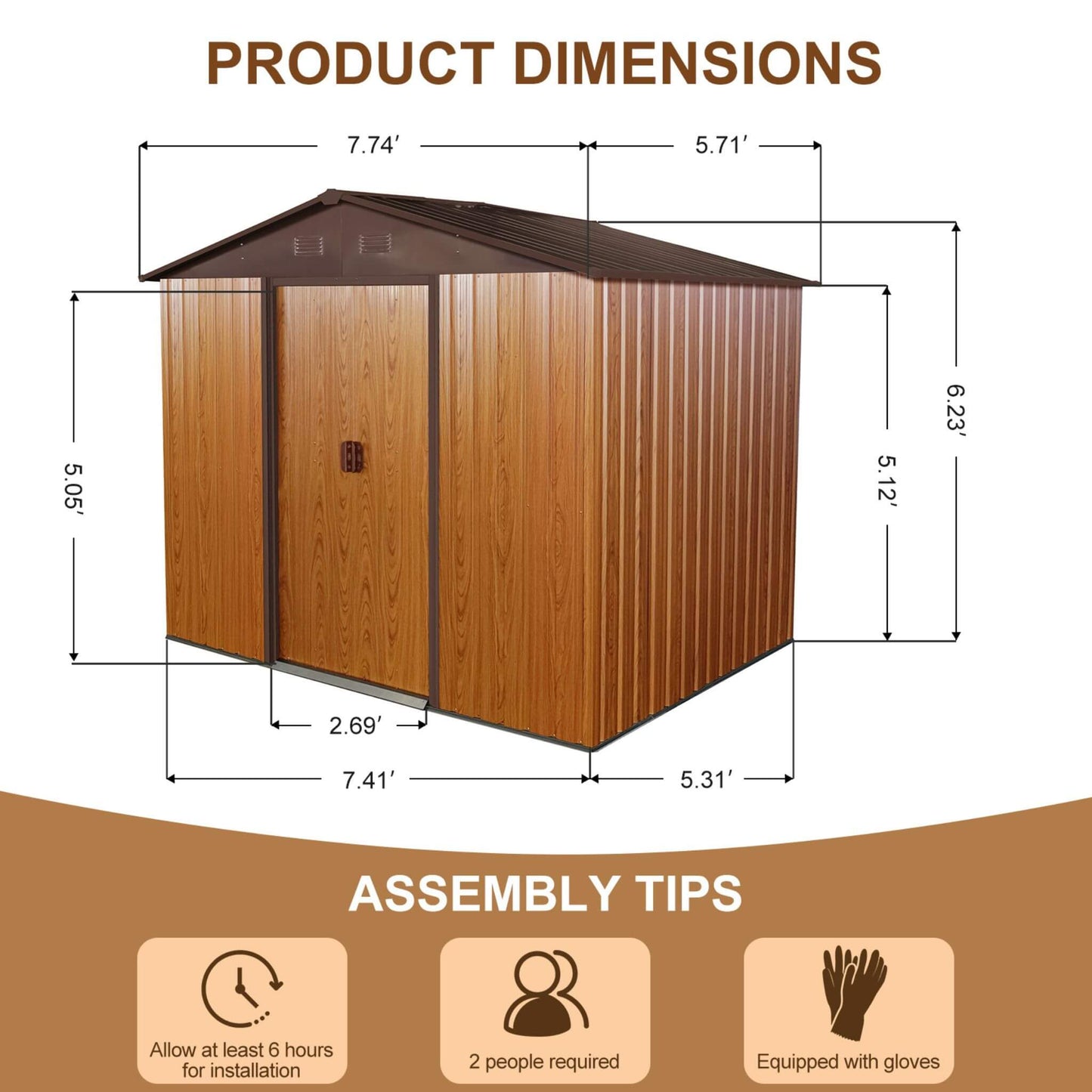 Alora 6x8 Outdoor Metal Storage Shed – Metal Floor Frame