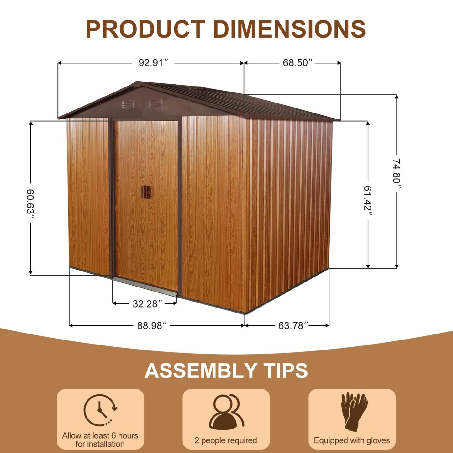Alora 6x8 Outdoor Metal Storage Shed – Metal Floor Frame