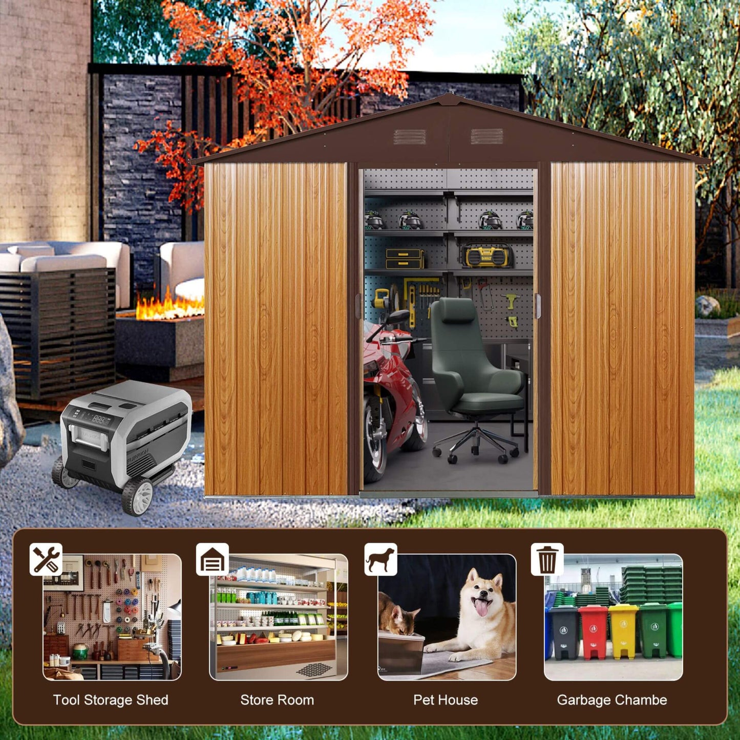 Alora 6x8 Outdoor Metal Storage Shed – Metal Floor Frame