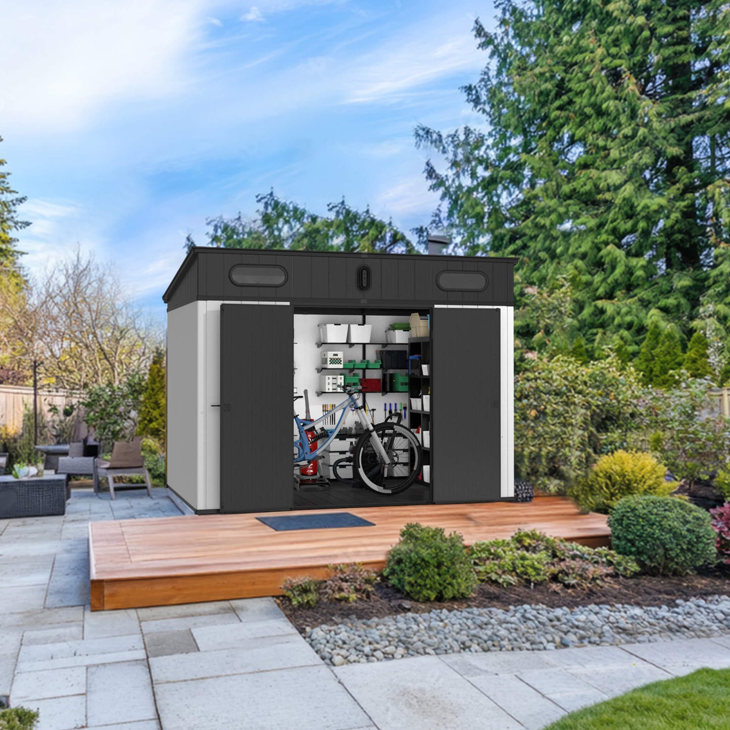 Alora 7x10 Heavy-Duty Weather-Resistant Resin Storage Shed – Steel Frame & Floor