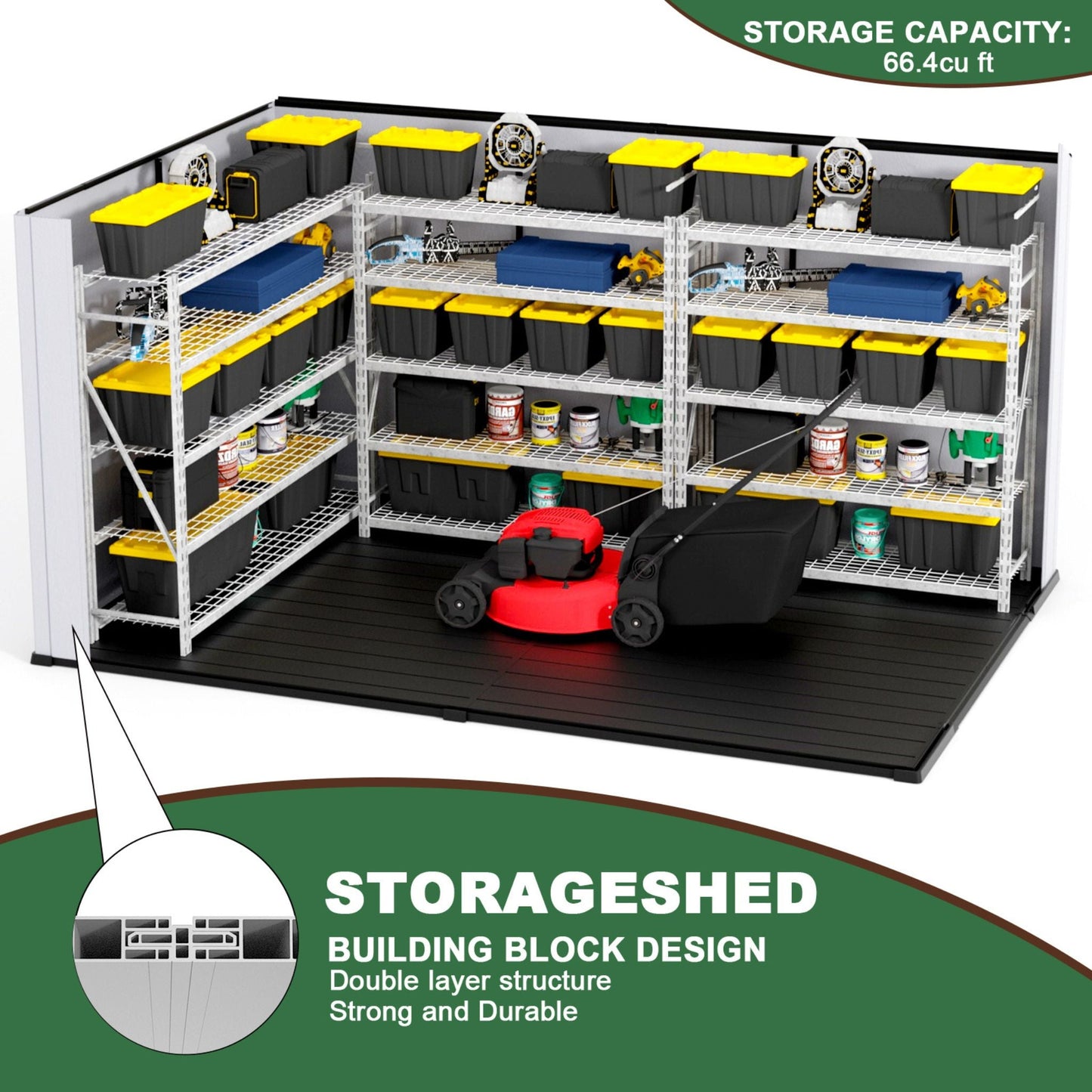 Alora 7x10 Heavy-Duty Polypropylene Storage Shed – Steel Frame & Floor