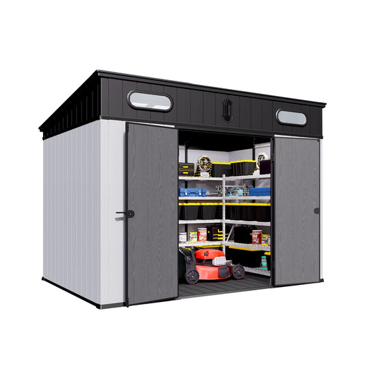 Alora 7x10 Heavy-Duty Polypropylene Storage Shed – Steel Frame & Floor