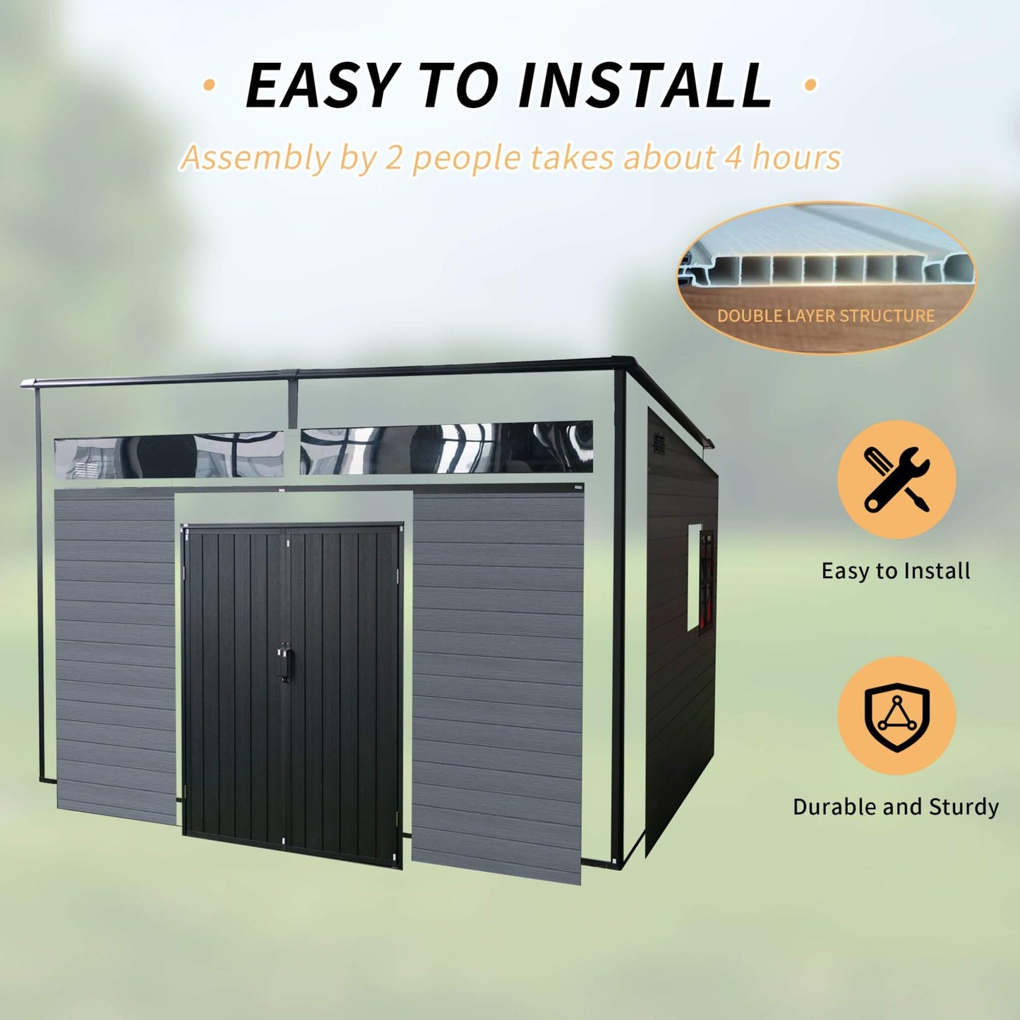 Alora 7x10 Outdoor Resin Garden Shed – Floor, Window & Lockable Door