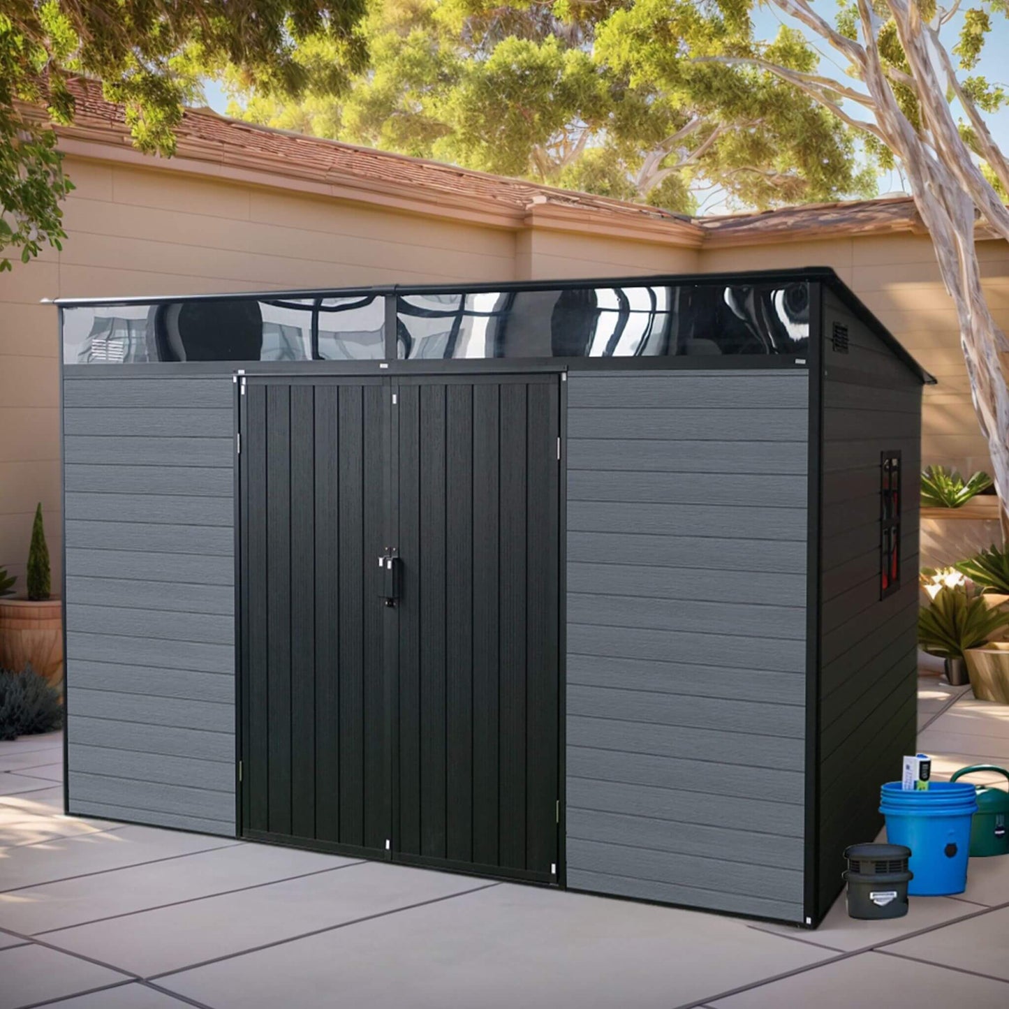 Alora 7x10 Outdoor Resin Garden Shed – Floor, Window & Lockable Door