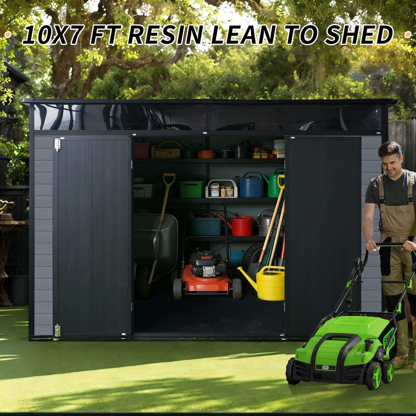 Alora 7x10 Outdoor Resin Garden Shed – Floor, Window & Lockable Door