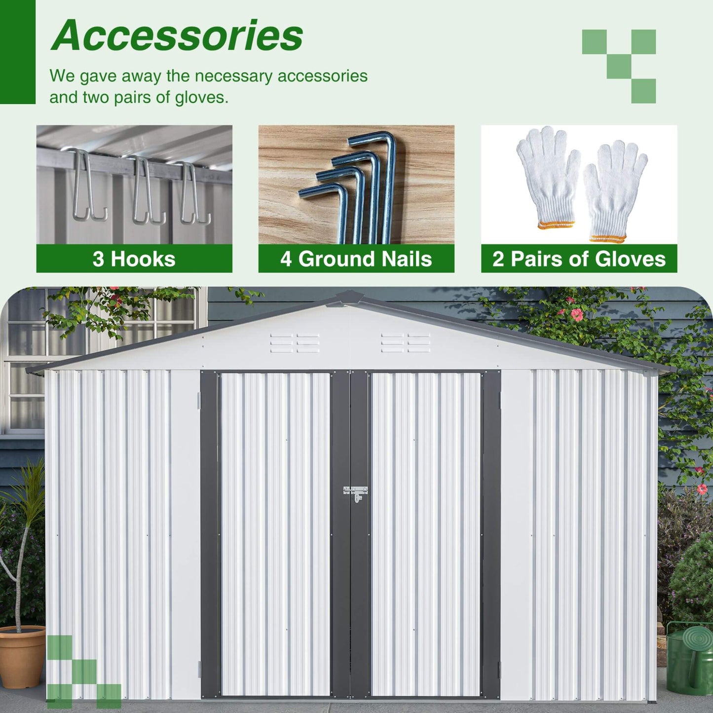 Alora 8x10 Heavy-Duty All-Weather Metal Garden Shed