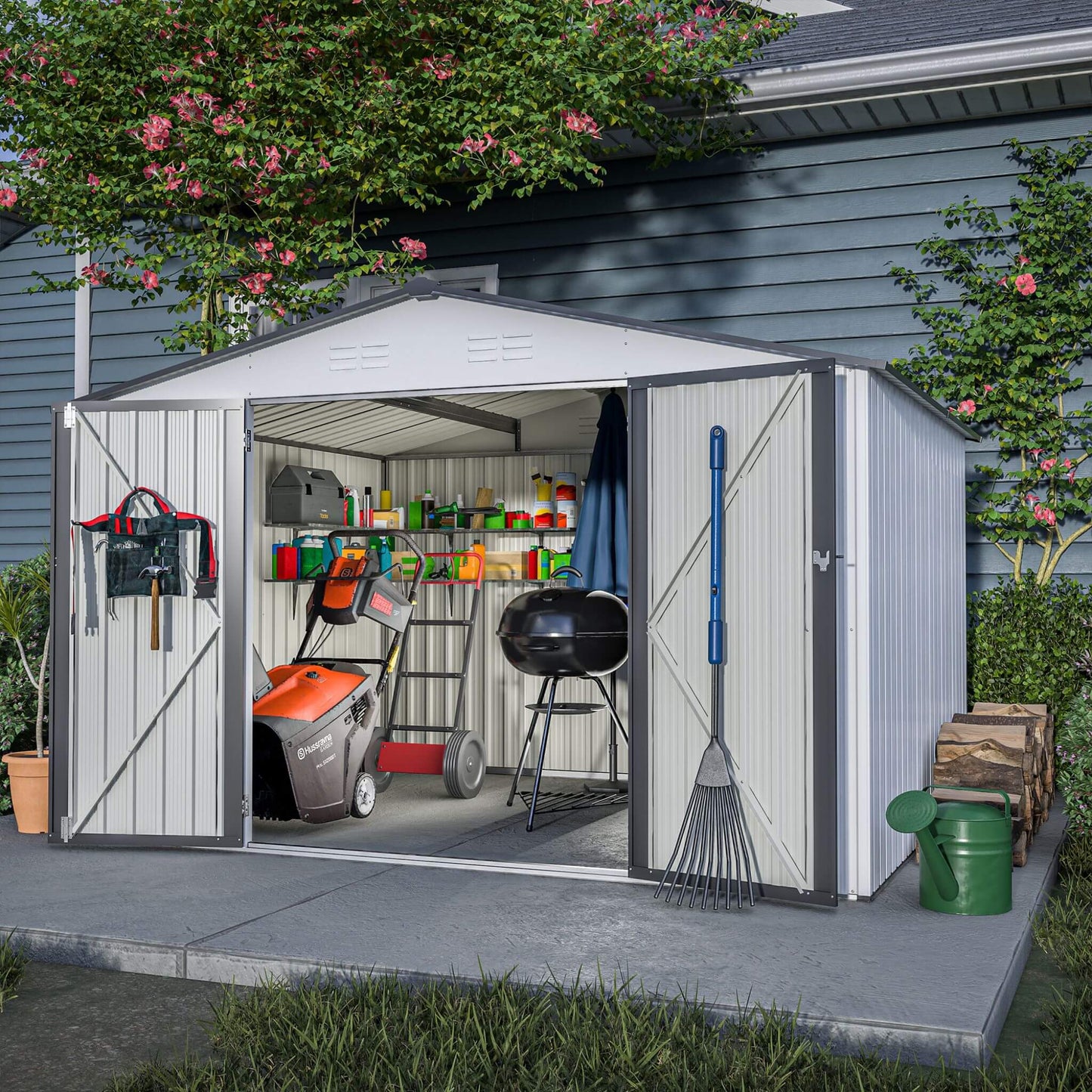 Alora 8x10 Heavy-Duty All-Weather Metal Garden Shed