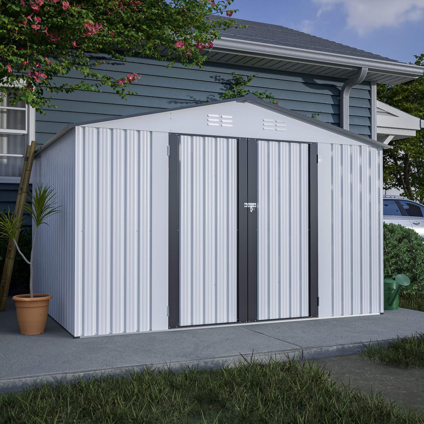 Alora 8x10 Heavy-Duty All-Weather Metal Garden Shed