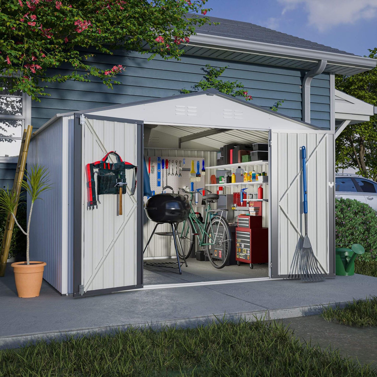 Alora 8x10 Heavy-Duty All-Weather Metal Garden Shed