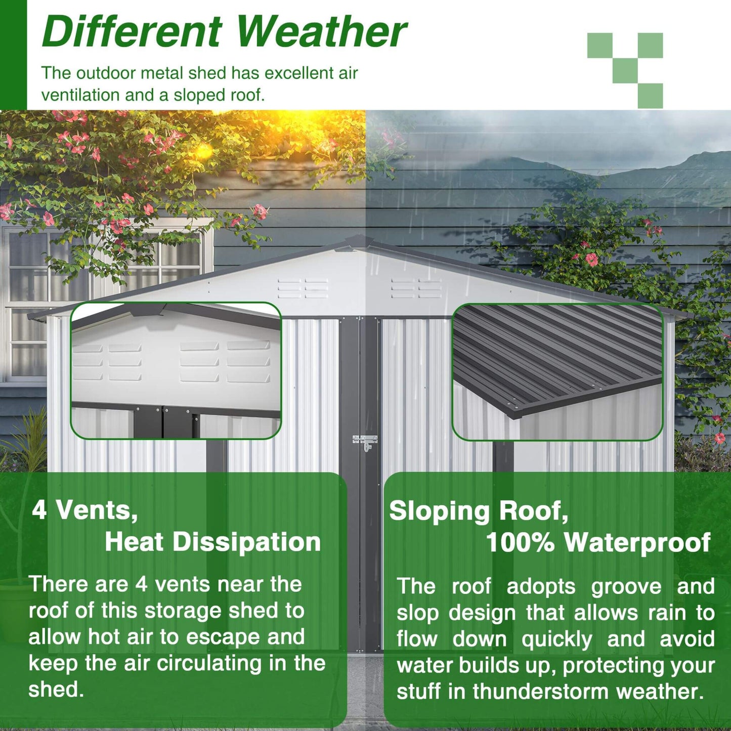 Alora 8x10 Heavy-Duty All-Weather Metal Garden Shed