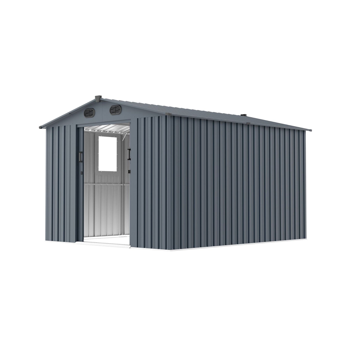 Alora 8x10 Outdoor Metal Storage Shed – Window & Lockable Doors