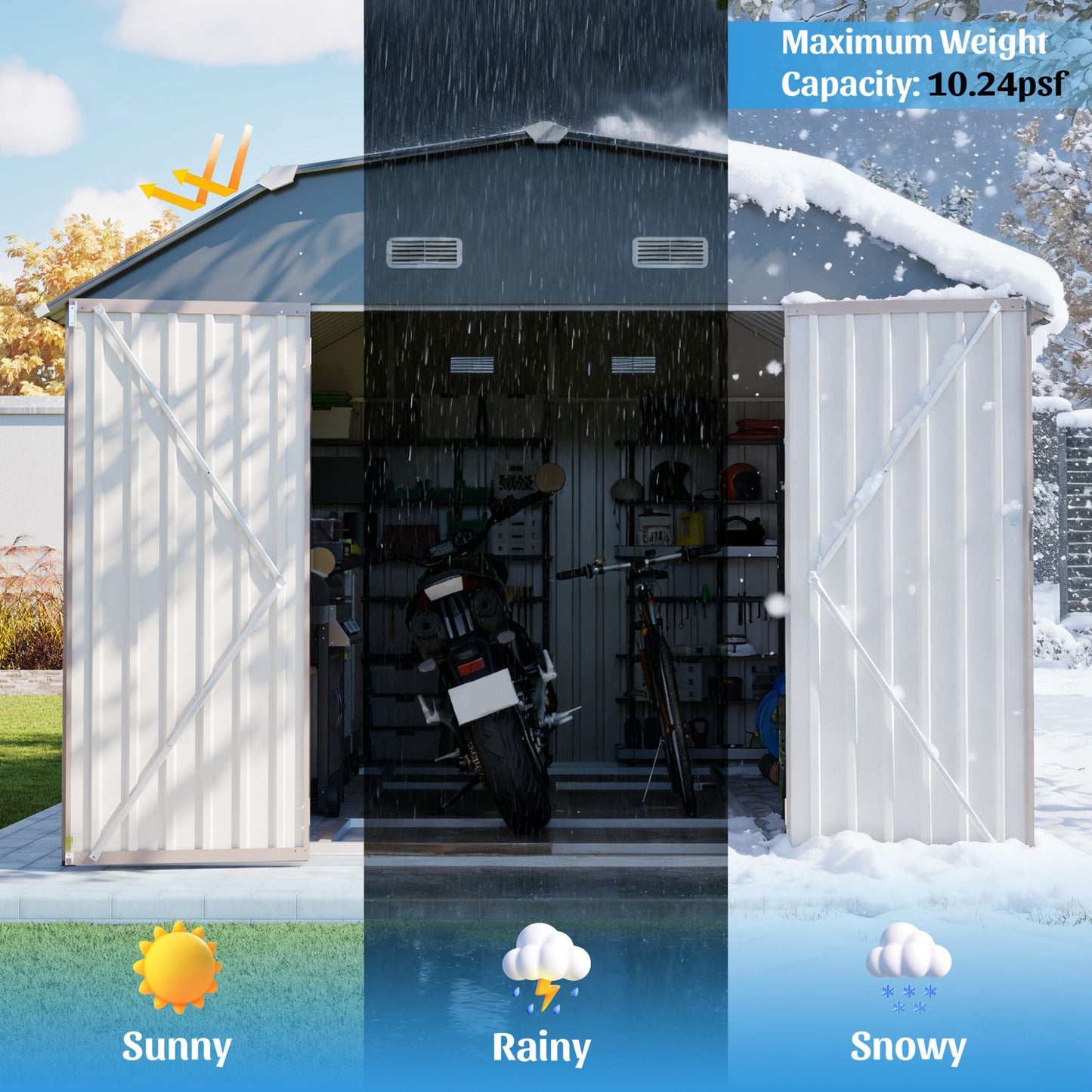 Alora 10x12 Heavy-Duty Outdoor Metal Storage Shed – With Floor