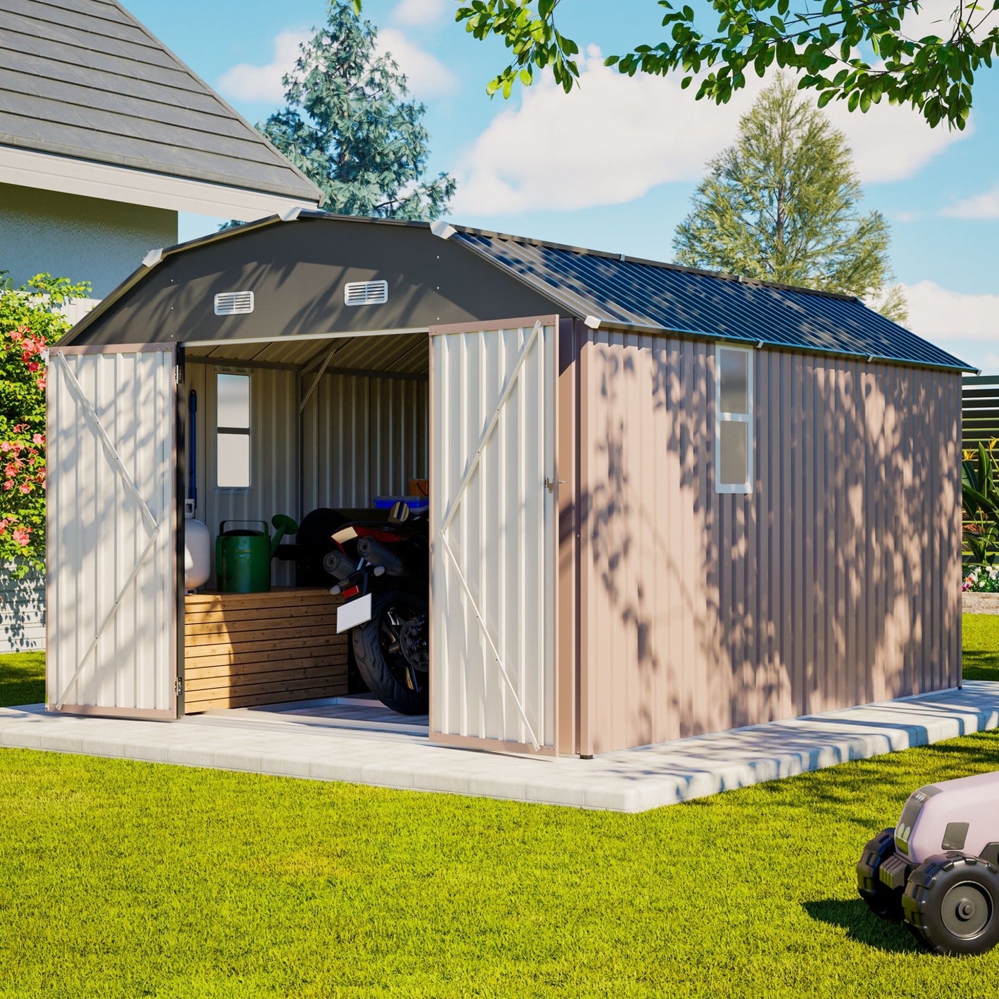 Alora 10x12 Heavy-Duty Outdoor Metal Storage Shed – With Floor