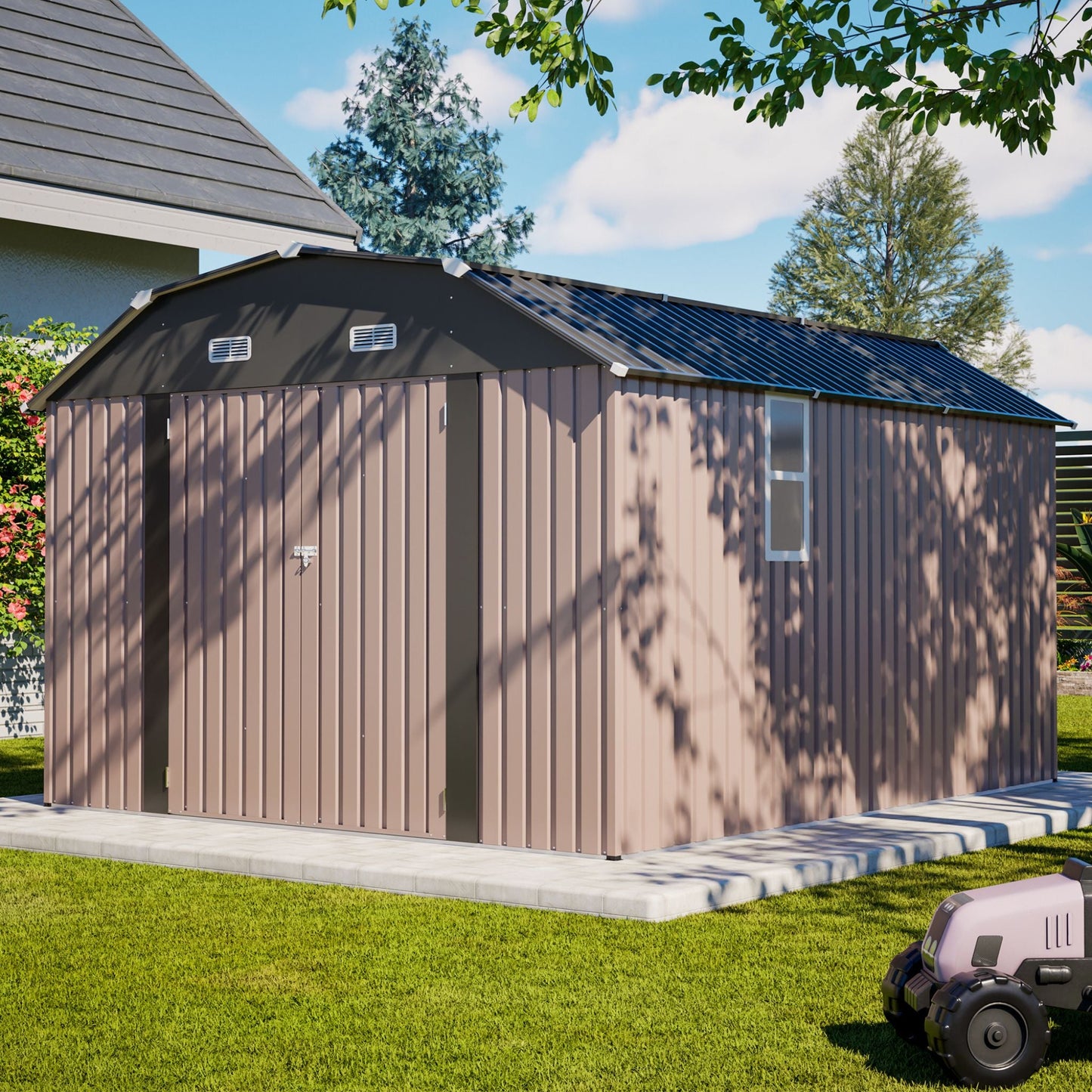Alora 10x12 Heavy-Duty Outdoor Metal Storage Shed – With Floor