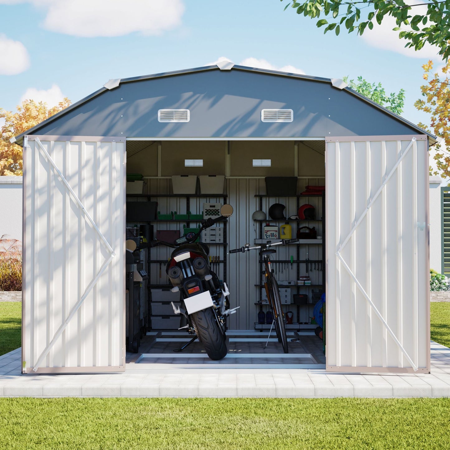 Alora 10x12 Heavy-Duty Outdoor Metal Storage Shed – With Floor