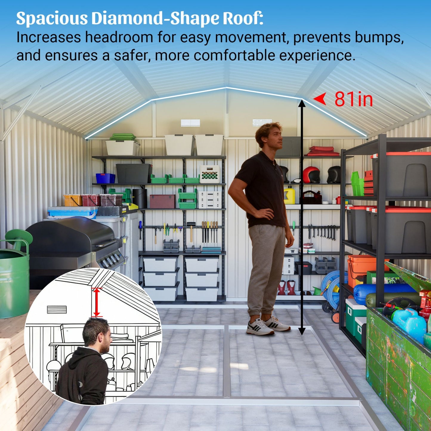 Alora 10x12 Heavy-Duty Outdoor Metal Storage Shed – With Floor