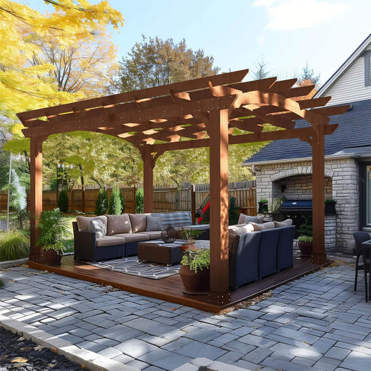 Alora 10x12 All-Season Cedar Wood Pergola – Arched Roof