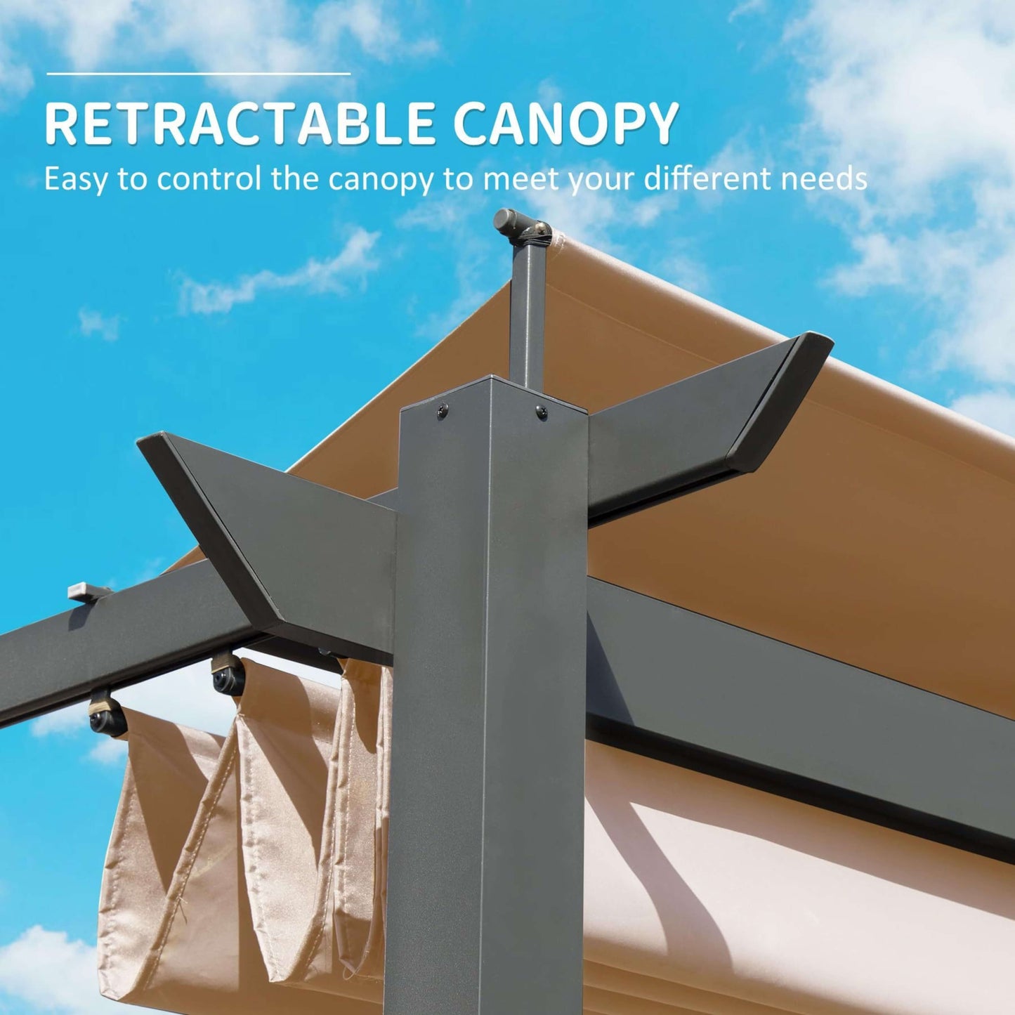 Alora 11x16 Retractable Aluminum Pergola – Weather-Resistant Canopy
