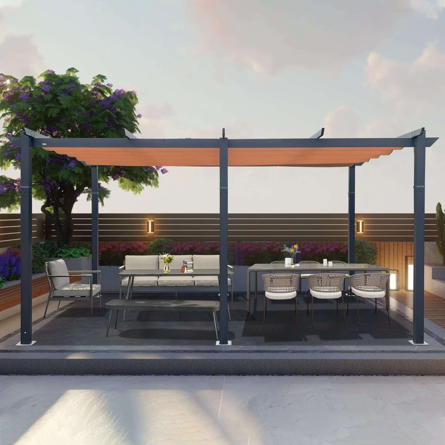 Alora 11x16 Retractable Aluminum Pergola – Weather-Resistant Canopy