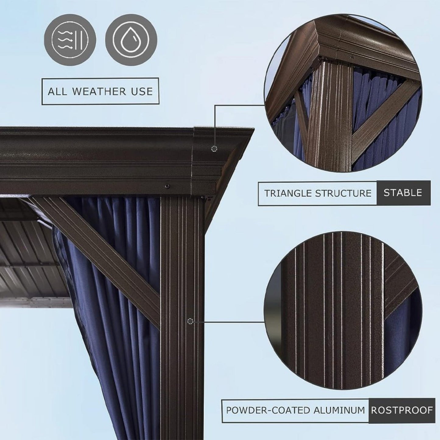 Alora 12x20 Heavy-Duty Hardtop Gazebo – Netting & Curtains