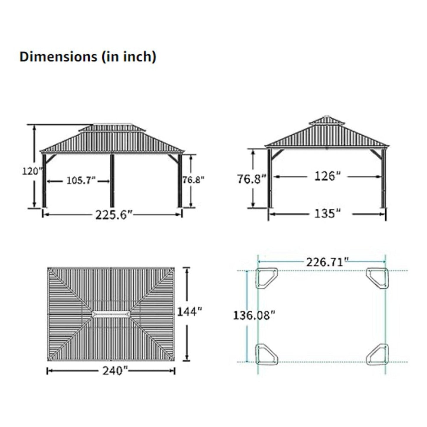 Alora 12x20 Heavy-Duty Hardtop Gazebo – Netting & Curtains