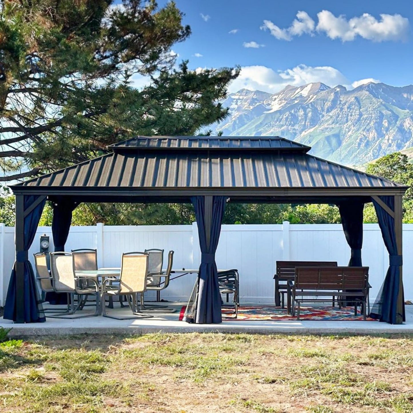 Alora 12x20 Heavy-Duty Hardtop Gazebo – Netting & Curtains