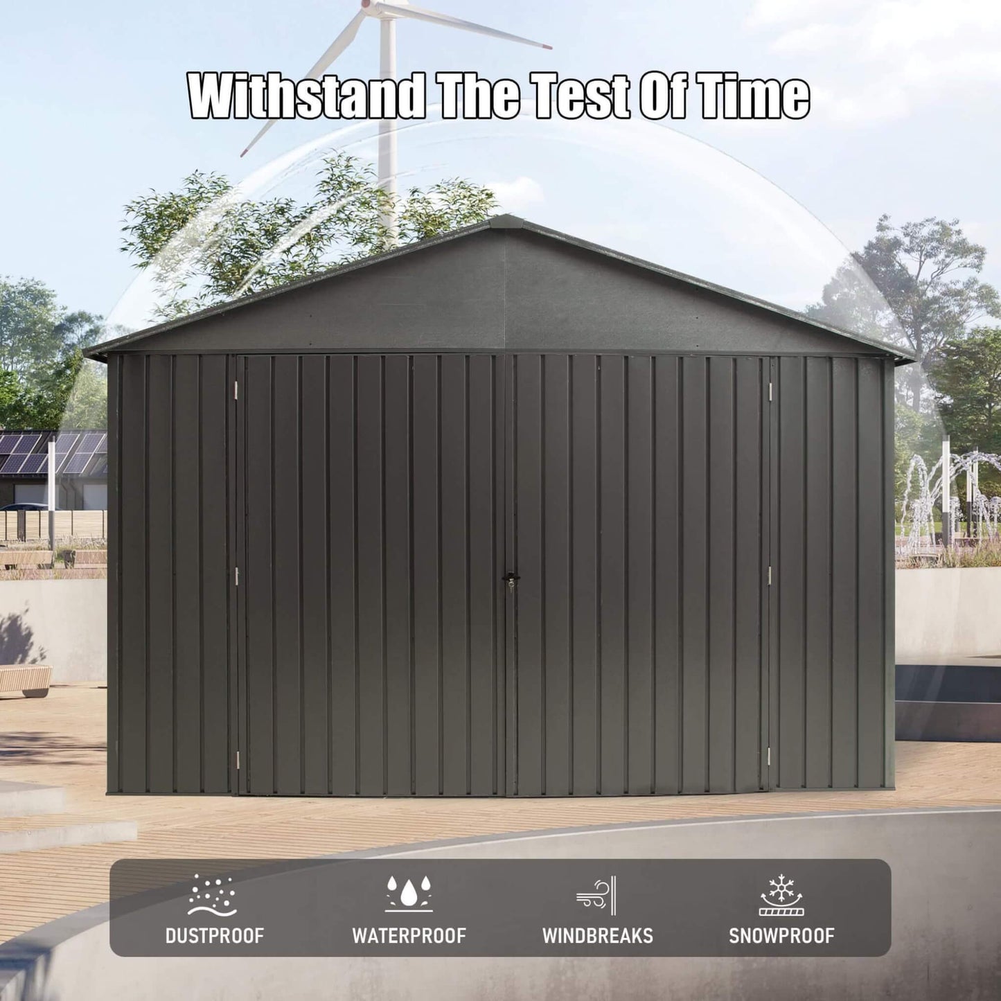 Heavy-Duty Outdoor Metal Garage Shed – Lockable Doors, No Floor
