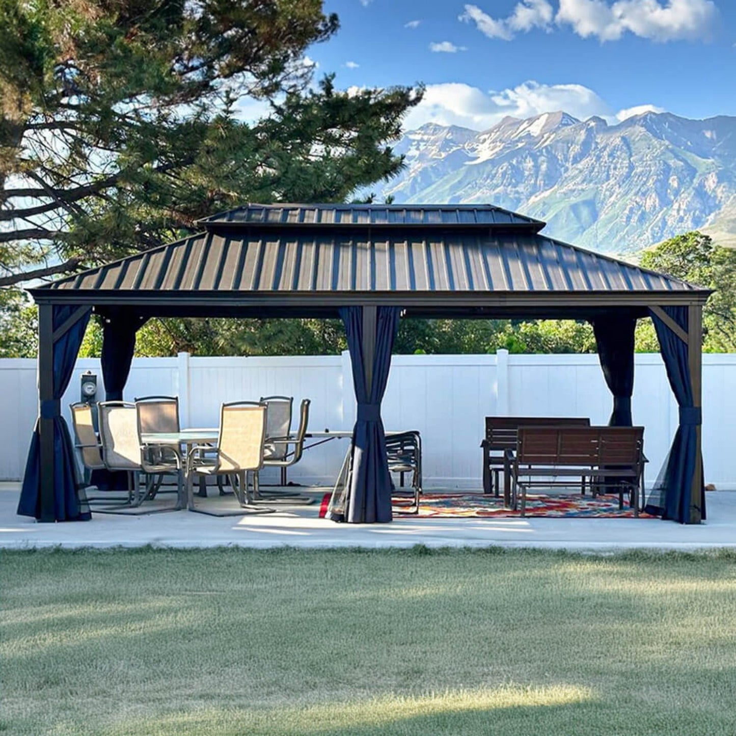Alora 12x20 Heavy-Duty Hardtop Gazebo – Netting & Curtains
