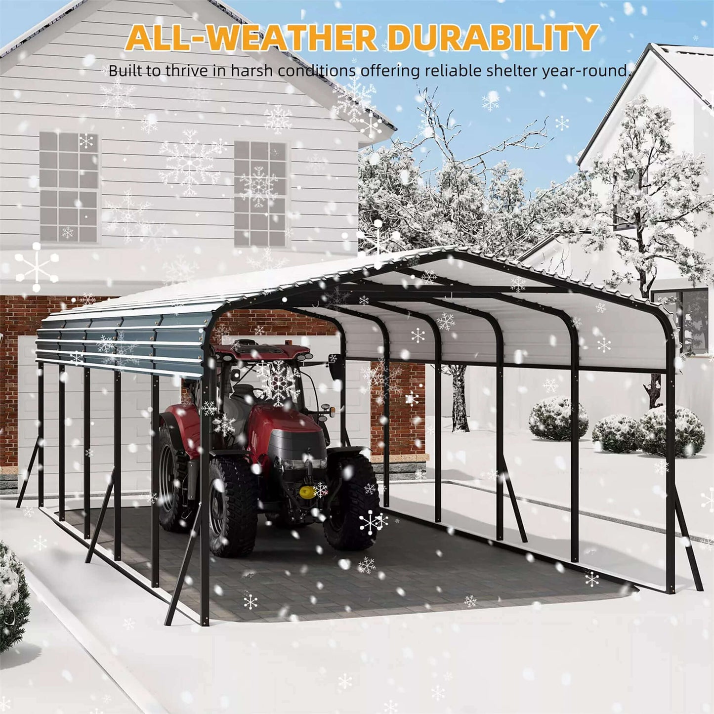 Alora 12x24 Heavy-Duty Metal Carport Kit – Galvanized Steel Roof