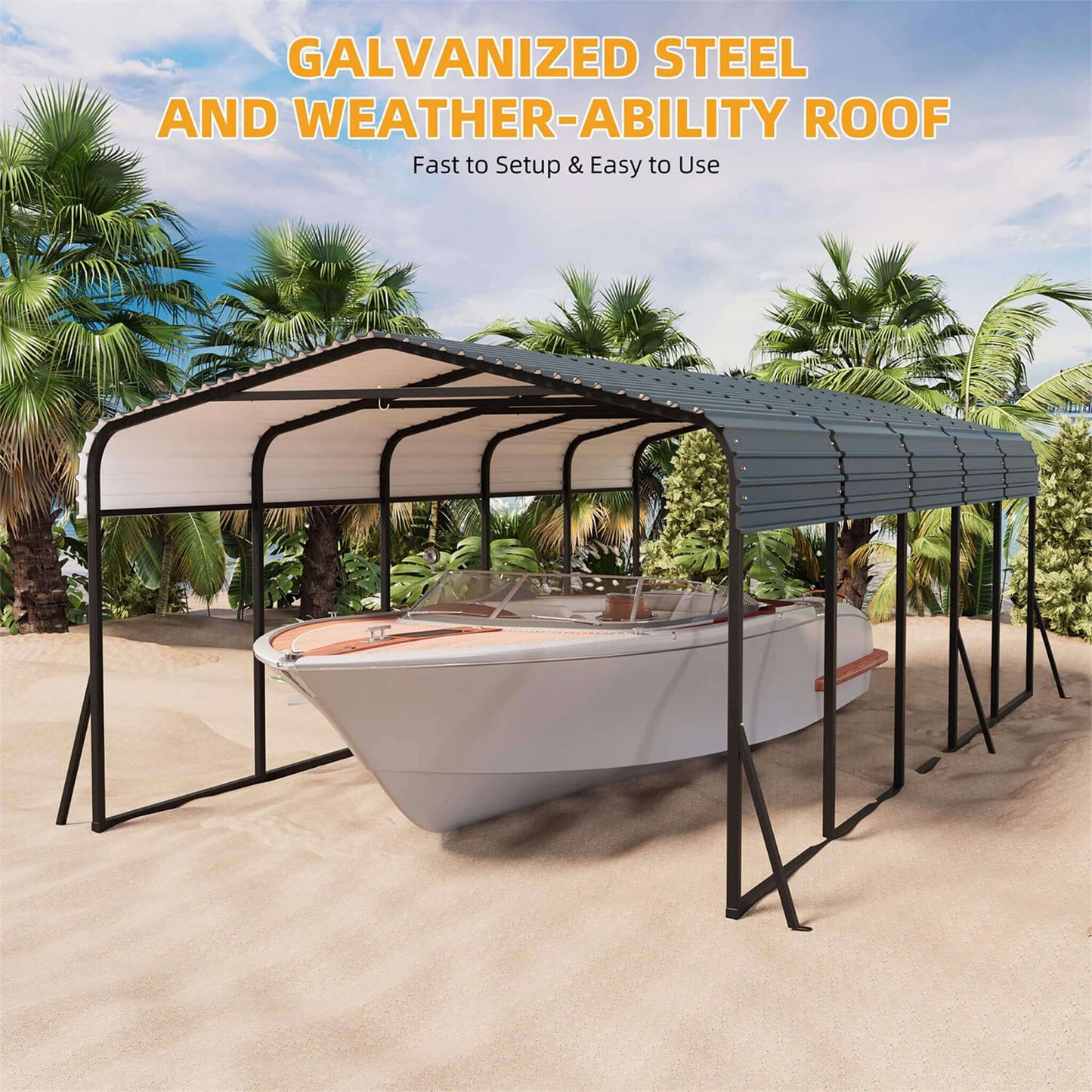 Alora 12x24 Heavy-Duty Metal Carport Kit – Galvanized Steel Roof