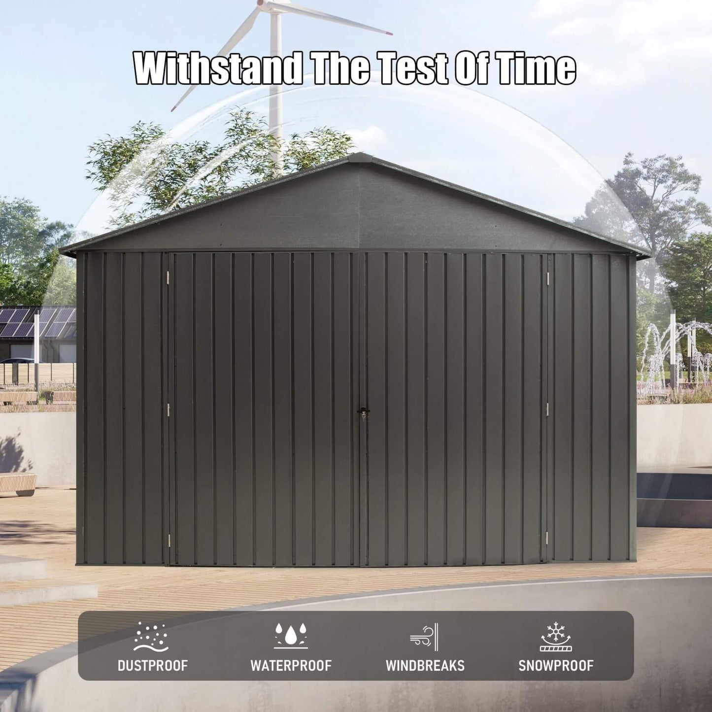 Alora 12x25 Heavy-Duty Metal Carport Garage Shed – Double Hinged Doors