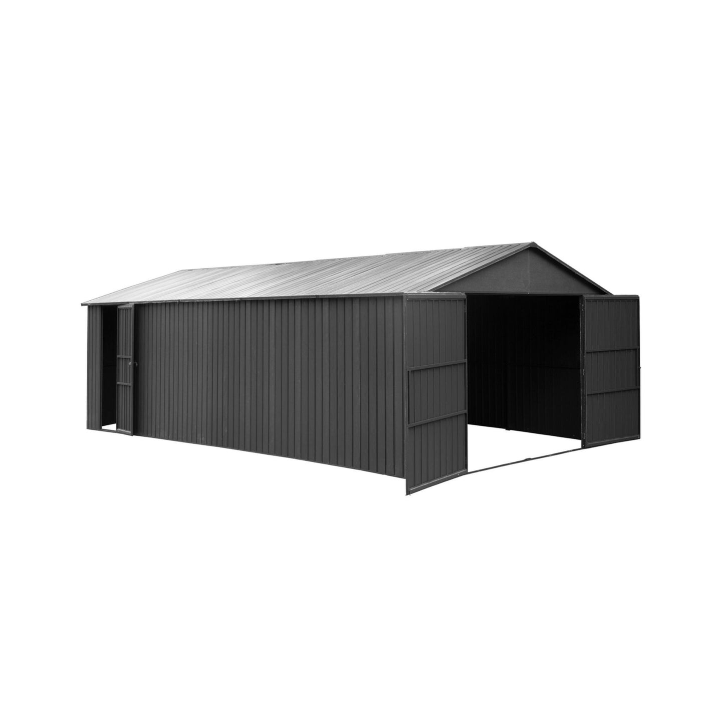 Alora 12x25 Heavy-Duty Metal Carport Garage Shed – Double Hinged Doors
