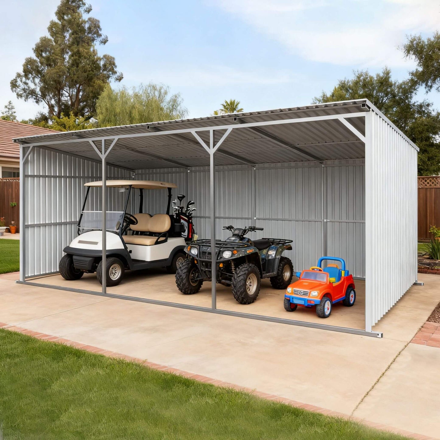 Alora 12x25 Heavy-Duty Galvanized Steel Equipment Storage Shed