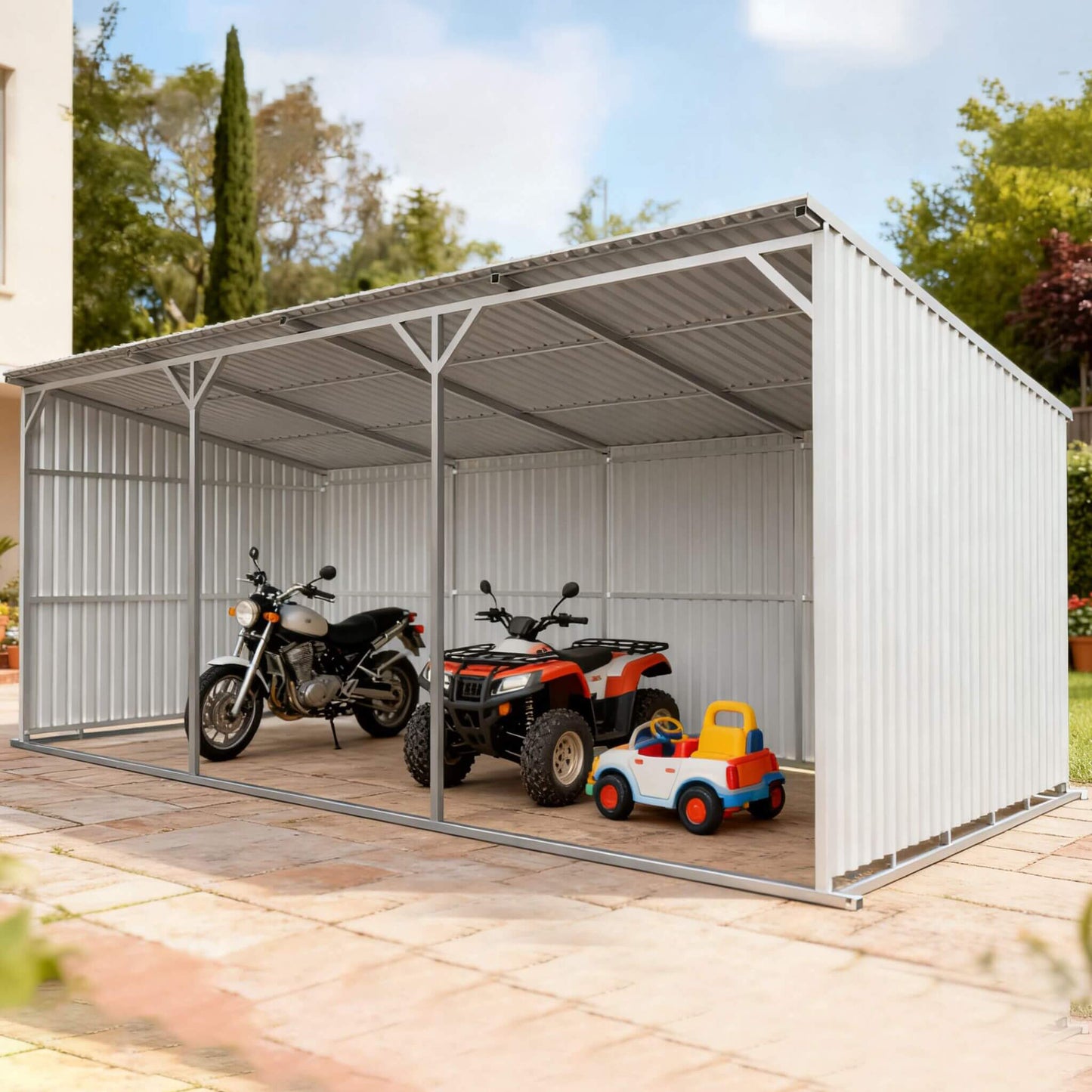 Alora 12x25 Heavy-Duty Galvanized Steel Equipment Storage Shed