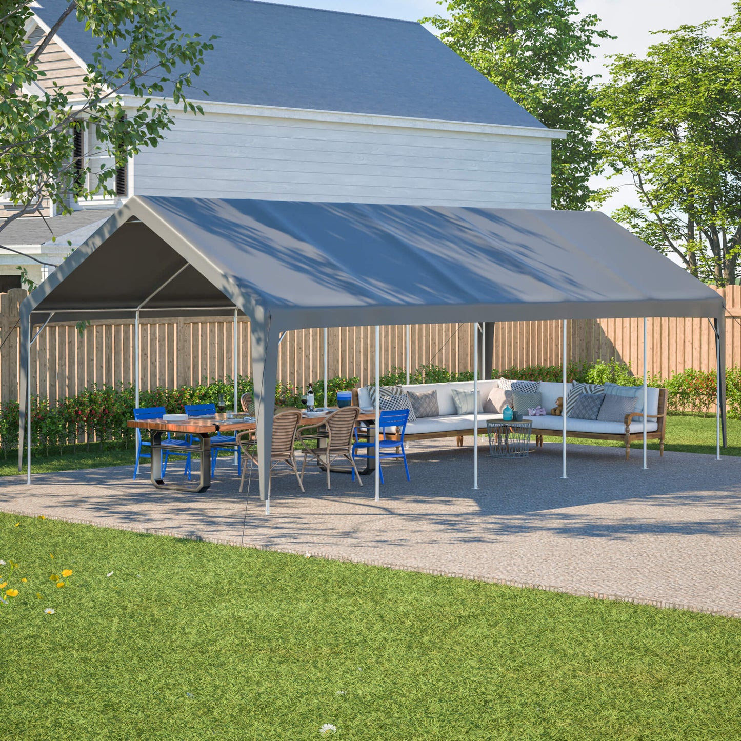 Alora 13x26 Heavy-Duty Carport Canopy – Roll-Up Doors & Windows