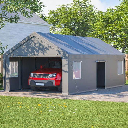 Alora 13x26 Heavy-Duty Carport Canopy – Roll-Up Doors & Windows