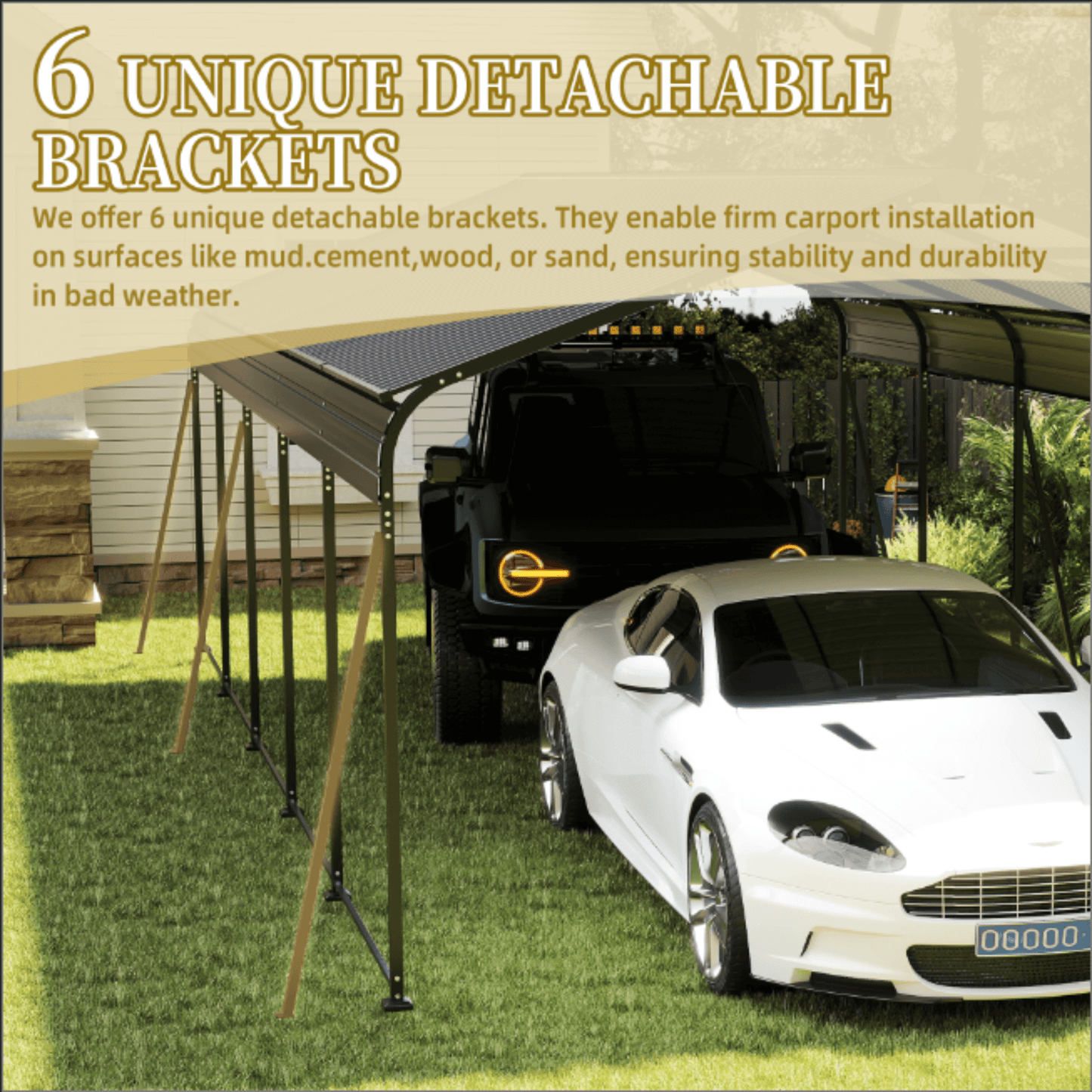 Alora 13x26 Heavy-Duty Weather-Resistant Carport – Protective Film