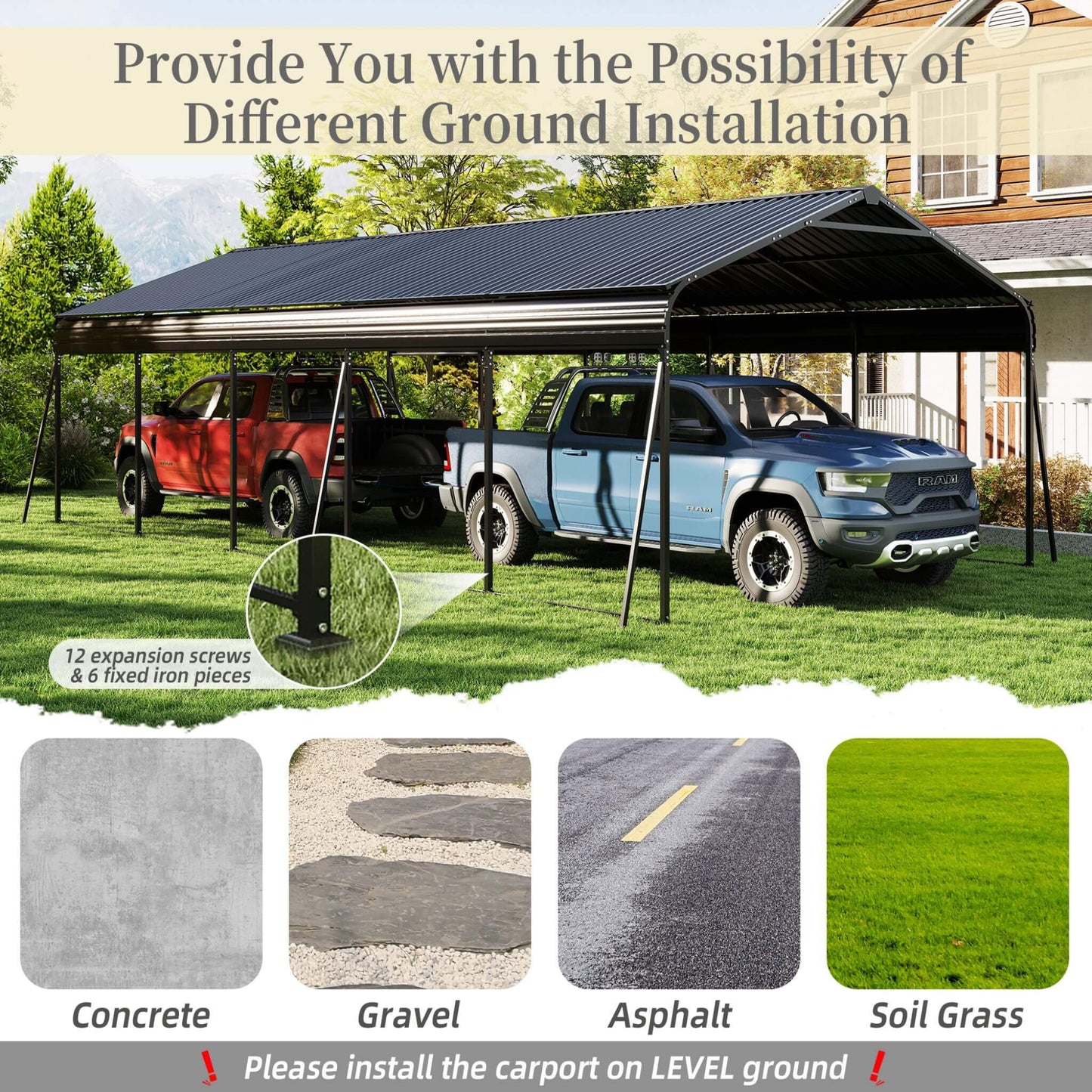 Alora 13x26 Heavy-Duty Weather-Resistant Carport – Protective Film