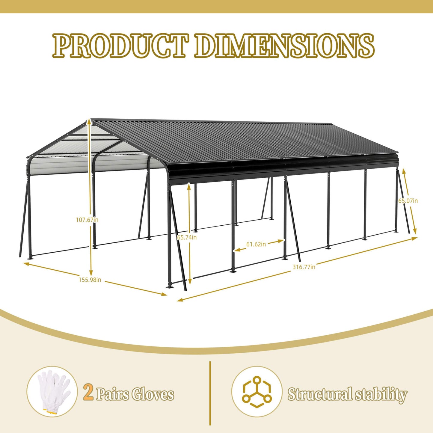 Alora 13x26 Heavy-Duty Weather-Resistant Carport – Protective Film