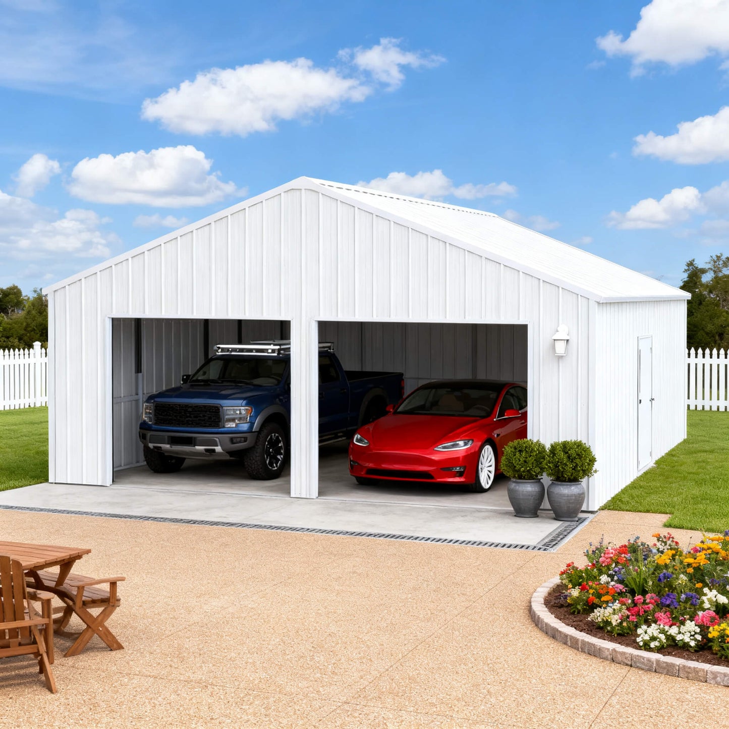 Alora 22x23 Heavy-Duty Double Garage Steel Barn Shed