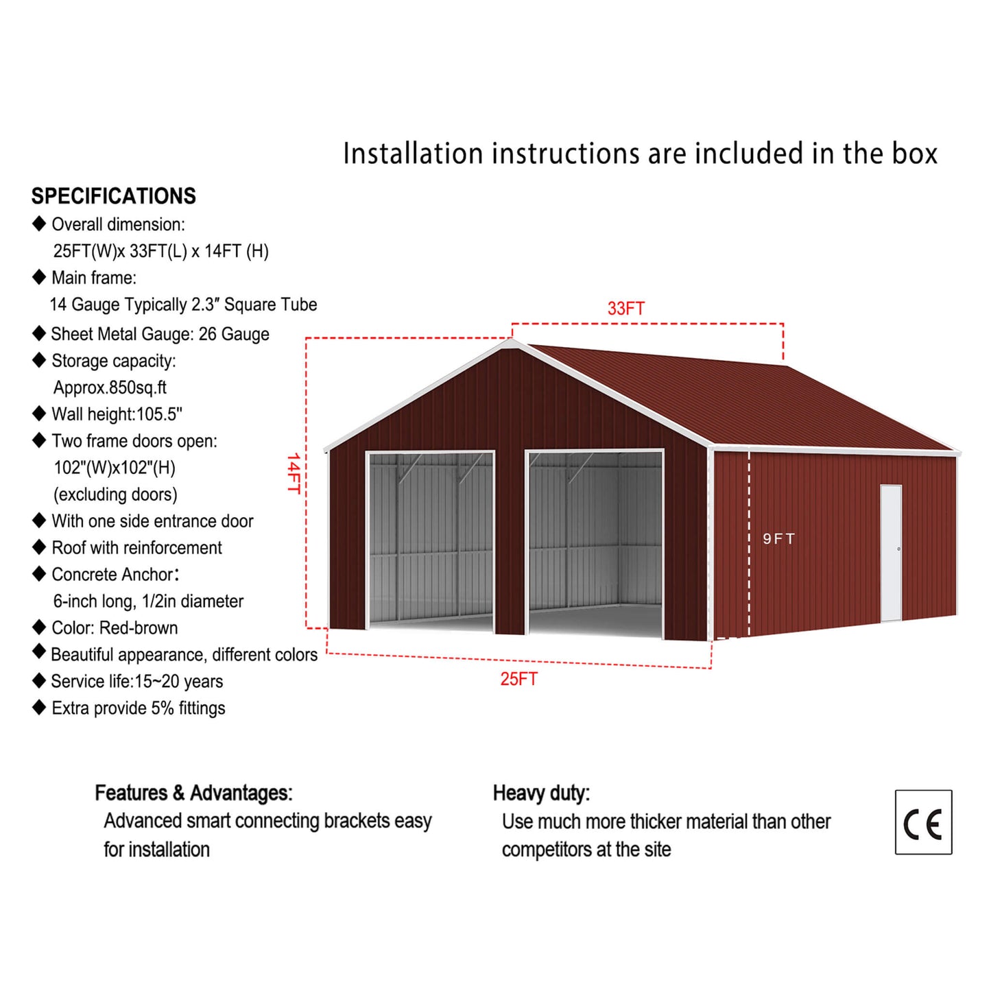 Alora 25x33 Heavy-Duty Galvanized Steel Storage Shed – Dual Doors