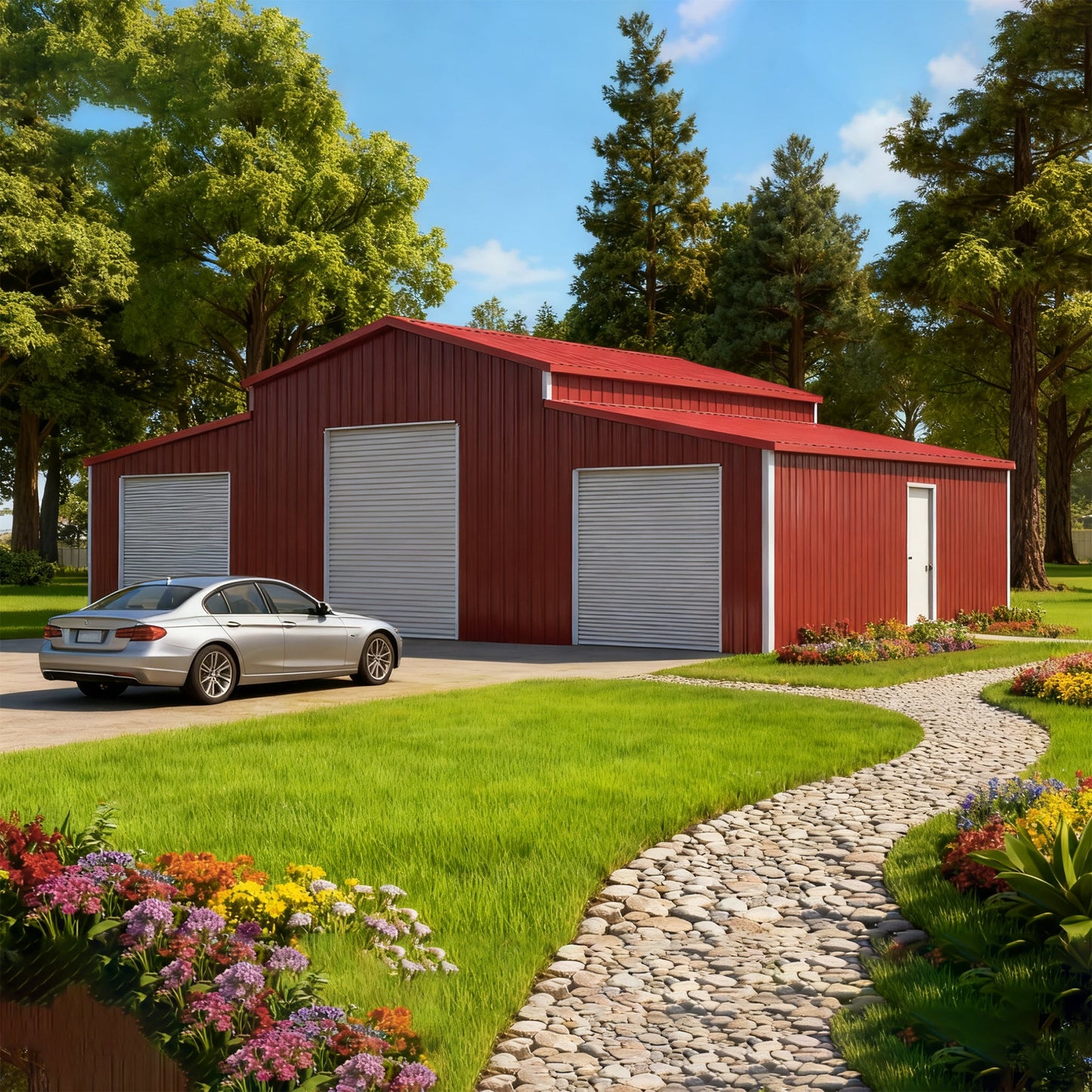 30x42 Heavy-Duty All-Weather Galvanized Steel Shed – 3-Car Garage
