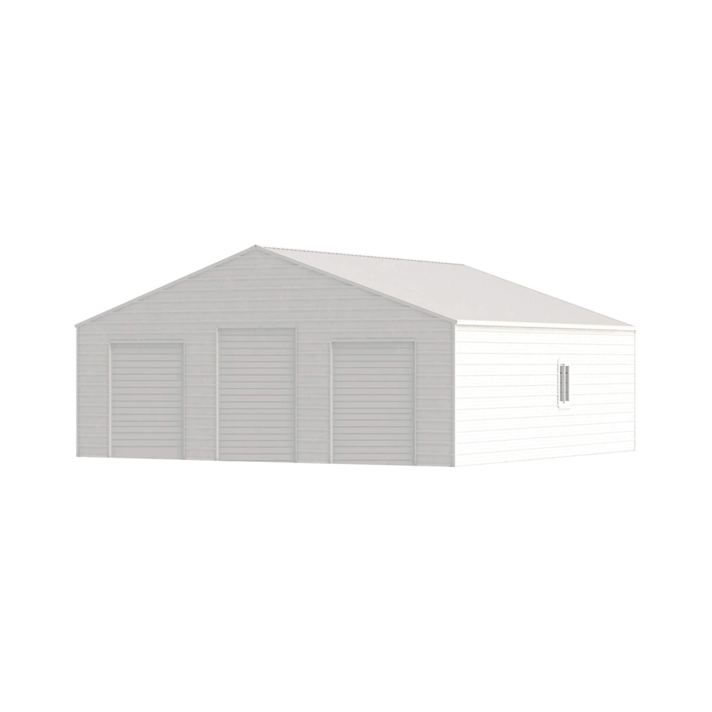 39x39 Extra-Large Galvanized Steel Barn Shed – 3 Rolling Garage Doors