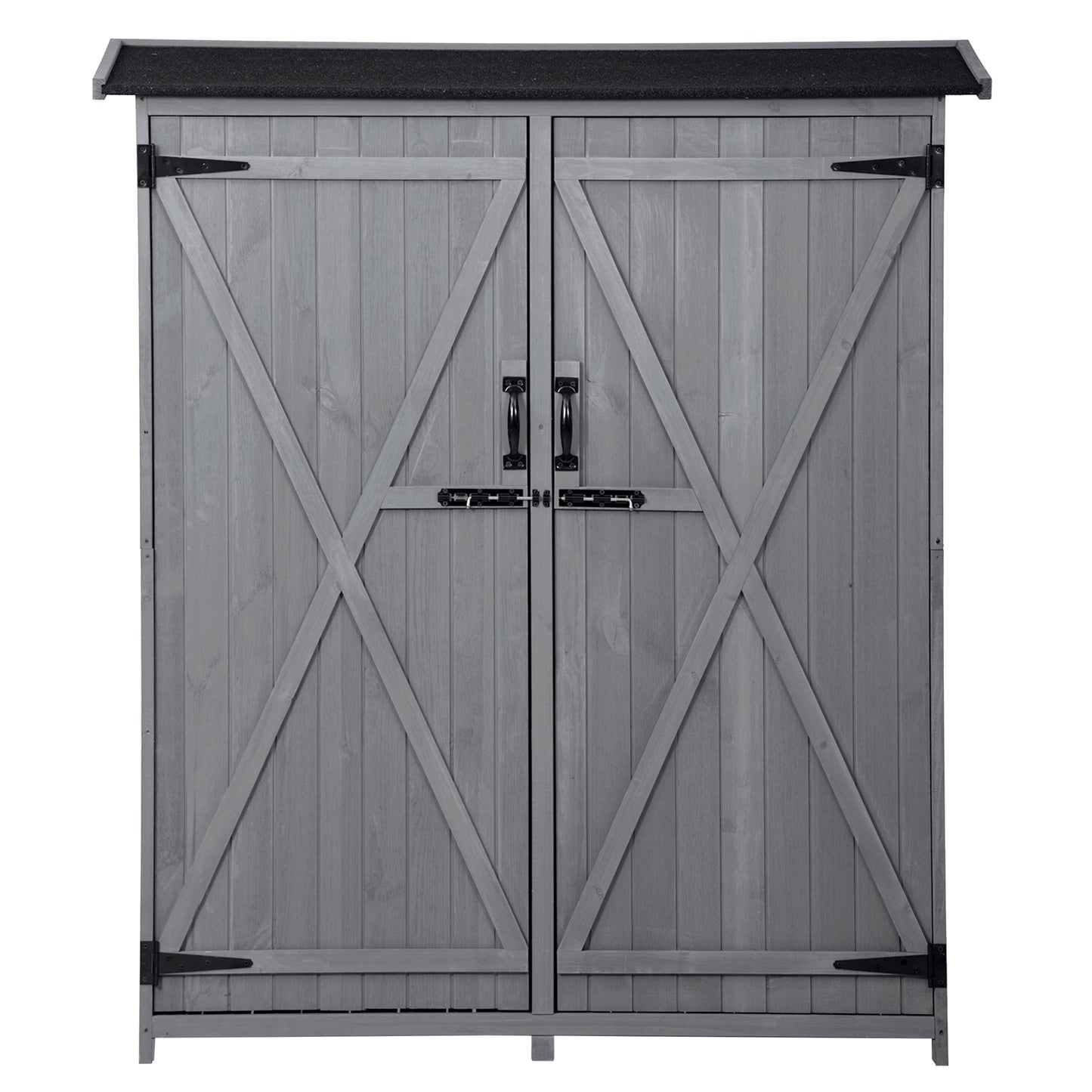 5x4 Outdoor Wood Storage Shed – Gray Finish, Waterproof Asphalt Roof